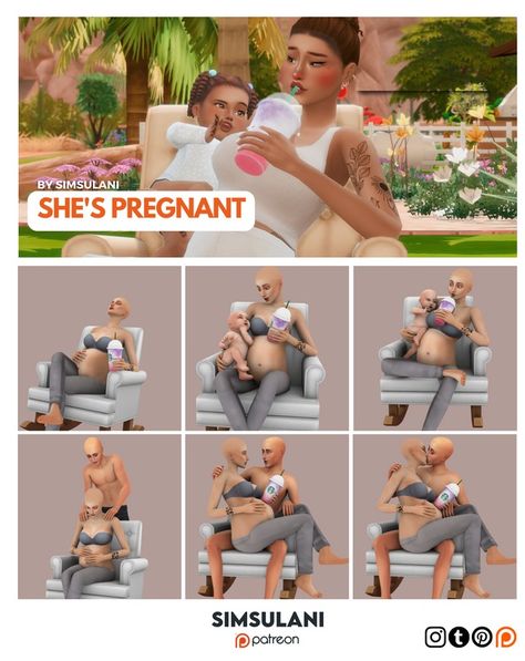 #357 Pose Pack | She's Pregnant | Patreon Cc Sims 4 Patreon, Sims 4 Couple Poses, Sims 4 Stories, Sims 4 Tattoos, Sims 4 Cc Eyes, Sims 4 Blog, Sims 4 Tsr, Sims 4 Patreon, Sims 4 Challenges