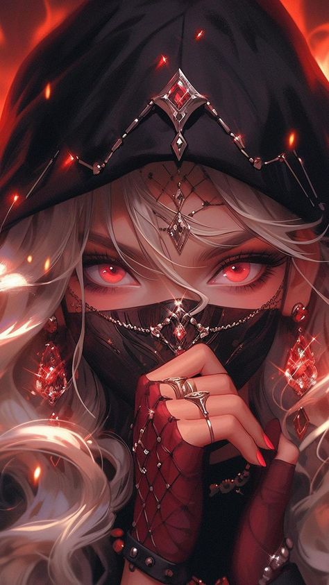 Cyberpunk Female, Gothic Fantasy Art, 8k Wallpaper, Japon Illustration, 4k Wallpaper, Digital Art Anime, Digital Art Girl, Red Eyes