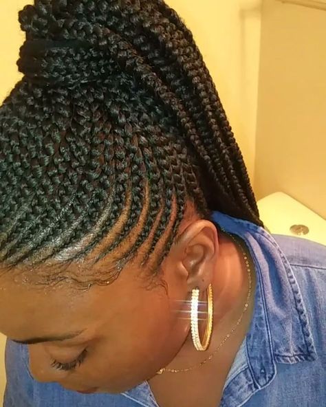 Feed In Braids Cornrows Ponytail, Braided Cornrow Ponytail, Ponytail Braid Styles, Braided Half Up Half Down Hair, Cornrow Updo, Cornrow Updo Hairstyles, Feed In Braids Ponytail, Goddess Braid Styles, Goddess Braid