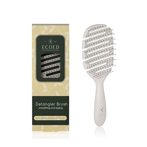 Amazon.com : Ecoed Hair Brush, Vented Detangling Brush for Curly, Thick, and Straight Hair - Gently Detangles and Smooths hair - Works on Wet or Dry Hair - Eco-Friendly and Biodegradable - Unisex : Beauty & Personal Care Colored Extensions, Best Detangler, Detangler Brush, Hair Dry, Paddle Brush, Spiral Shape, Detangling Brush, Bristle Brush, Styling Tools