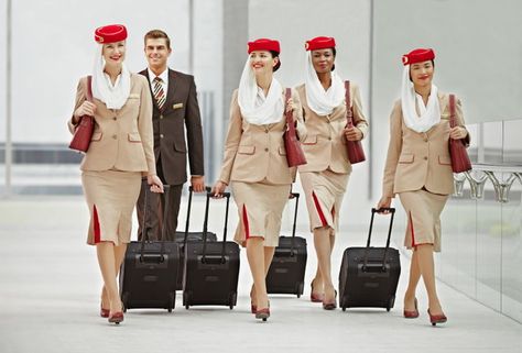 Emirates Airline Cabin Crew, Flight Attendant Costume, Cabin Crew Jobs, Emirates Flights, Emirates Cabin Crew, Airline Cabin Crew, Stewardess Uniform, Crew Team, Airline Uniforms