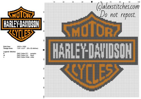 Harley Davidson Motorcycles logo free cross stitch pattern Harley Davidson Motorcycles Logo, Free Cross Stitch Pattern, Free Cross Stitch Patterns, Crochet Idea, Harley Davidson Logo, Flowy Shirt, Cross Stitch Patterns Free, Free Cross Stitch, Crochet Chart