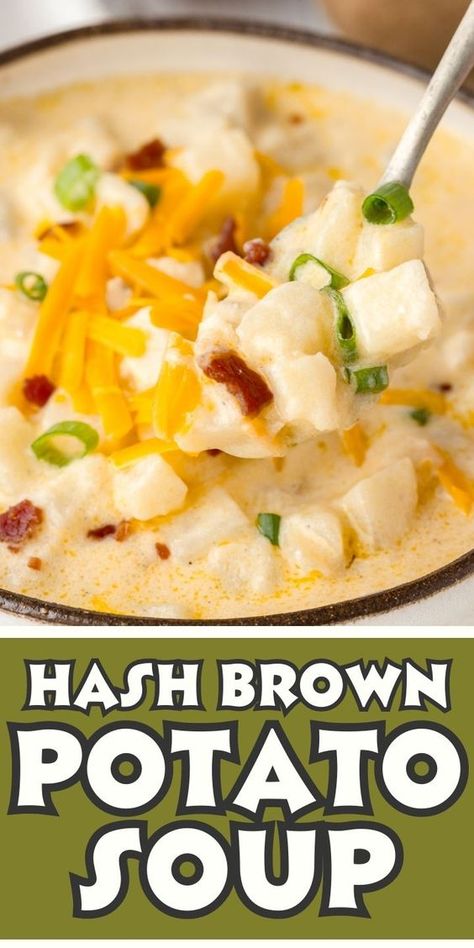 Hashbrown Baked Potato Soup, Frozen Hash Brown Potato Soup, Loaded Baked Potato Soup With Hashbrowns, Hashbrown Potato Soup, Hash Brown Potato Soup, Dinner Soup Recipes, Frozen Hash Browns, Josh Elkin, Best Potato Soup