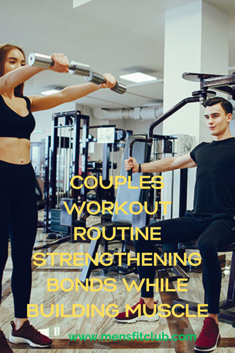 Illustration of a couples workout routine, featuring partner exercises designed to build strength and improve fitness together. The routine includes moves like partner squats, medicine ball passes, resistance band rows, and partner planks, with tips on teamwork and proper form. The graphic highlights the fun and motivational aspects of working out as a team, helping both partners stay engaged and accountable. Ideal for couples looking to enhance their fitness and bond through shared exercise. Couples Workout Routine At Home, Workout Couples, Couples Workout Routine, Couples Workout, Workout Routine At Home, Partner Workouts, Intimacy Couples, Partner Workout, Fit Couples