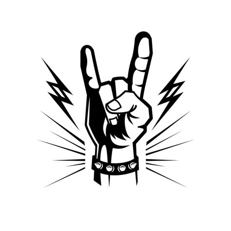 Rock And Roll Tattoo, Singing Drawing, Rock And Roll Sign, Clever Logo Design, Rock Sign, Rock Tattoo, Rock N Roll Art, Handpoke Tattoo, Rock Hand