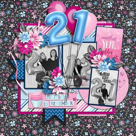 Birthday Scrapbook Layouts, Birthday Scrapbook Pages, Scrapbook Design Layout, Beautiful Scrapbook Layouts, Diy Scrapbook Album, 12x12 Scrapbook Layouts, Scrapbook Layout Sketches, Birthday Scrapbook, Scrapbook Book