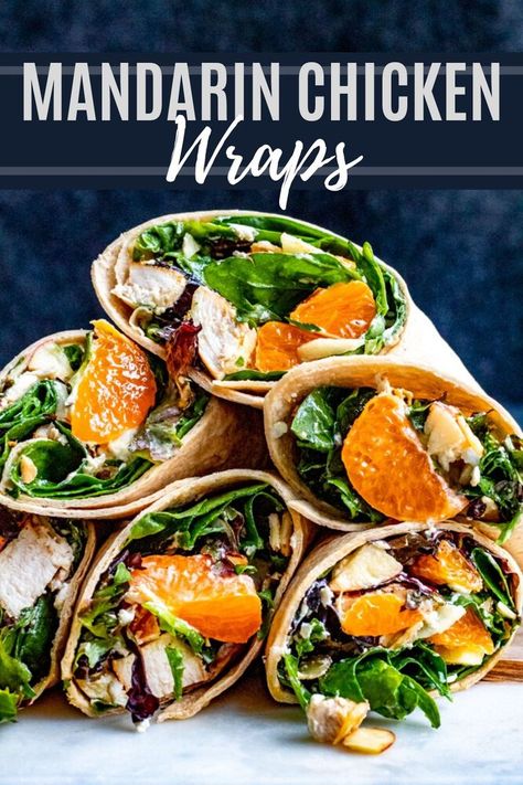 Healthy Chicken Wraps, Tortilla Wrap Recipes, Chicken Wraps Healthy, Quick Family Dinners, Autumn Salad Recipes, Tortilla Wrap, Chicken Wrap Recipes, Mandarin Oranges, Work Meals