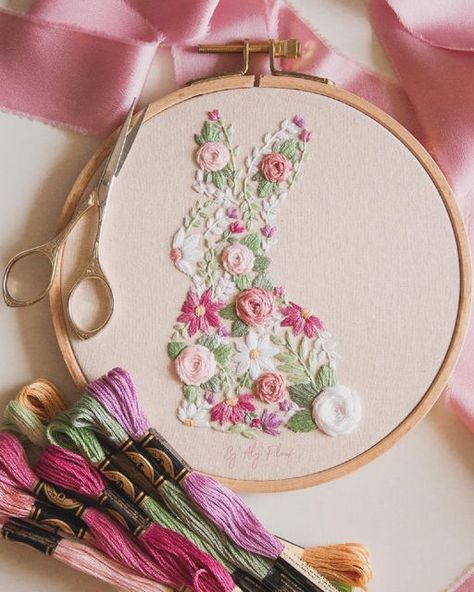 Aly Ploof on Instagram: "Alright lovelies, I was blown away by the response to the reveal of my Bunny in Bloom pattern yesterday, so I pulled a late night writing and got it all ready to share today 🐰🌿   You can now find the Bunny in Bloom Pattern in my shop and linked in my Easter stories 🌸 Happy Stitching my friends!" Easter Stories, Easter Cross Stitch, Easter Embroidery Patterns, Chic Embroidery, Bunny Embroidery, Pretty Embroidery, Easter Story, Easter Embroidery, Easter Cross