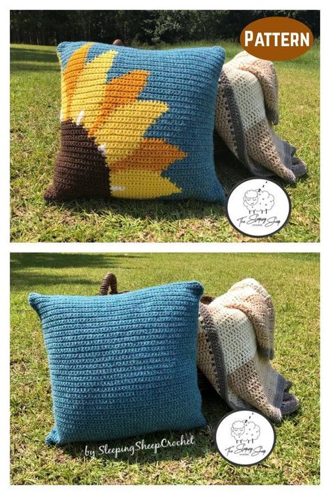 Crocheted Pillows, Puff Pillow, Crochet Pillow Cases, Crochet Cushion Pattern, Sunburst Granny Square, Sunflower Crochet, Beau Crochet, Cushion Cover Pattern, Sunflower Pillow