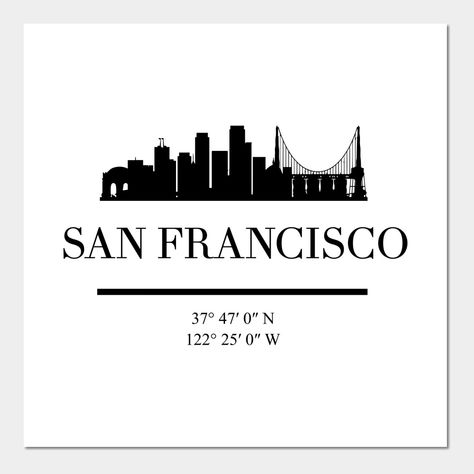 Skyline Design, Skyline Art, Black Silhouette, This City, San Francisco Skyline, Amazing Art, North America, Art Wall, San Francisco