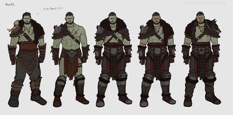 Thokk outfit iterations 03 - tribal outfit designs by hexxartDA on DeviantArt Orc Clothing, Barbarian Outfit, Orc Male, Medieval Men, Werewolf Drawing, Orruk Warclans, Male Inspiration, Monster Manual, Half Orc