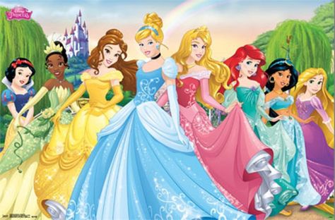 Disney Princesses #15 : Eight princesses in front of Cinderella's Castle and a rainbow. Ariel, Snow White, Tiana, Belle, Aurora, Jasmine, Rapunzel and Cinderella Disney Princess Background, Disney Princess Castle, Princess Wall Art, Disney Wall Art, Disney Princess Cartoons, Disney Belle, Disney Princess Movies, All Disney Princesses, Disney Princess Belle