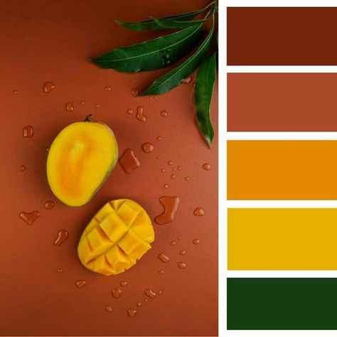 Pallet color Mango Colour Palette, Fruity Color Palette, Mango Color Palette, Pallet Color, Website Color Palette, House Interior Design Styles, Orange Color Palettes, Stunning Hairstyles, Mango Fruit