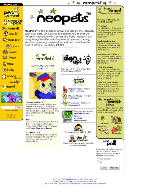 NeoPets in 2001 | Web Design Museum Website Moodboard, Web Ideas, Sock Hop, Internet Culture, Virtual Pet, Web Design Trends, Childhood Nostalgia, The Early 2000s, Windows Xp