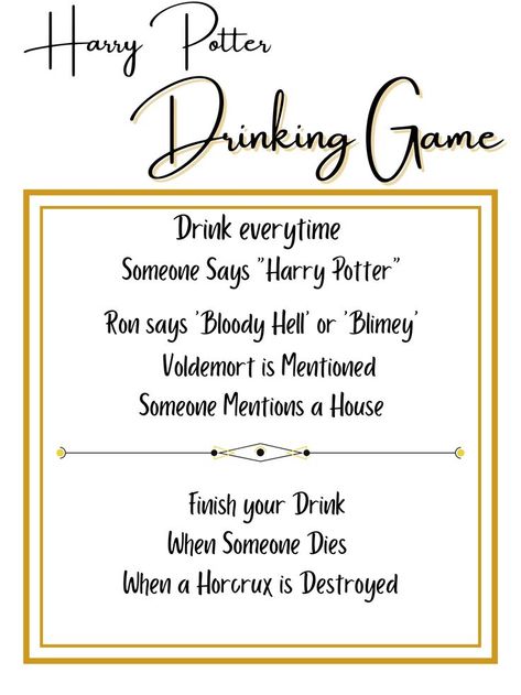 Turn your Harry Potter marathon into a game! Hold a marathon with food, costumes, and drinks! This game is a surefire way to have the night of your life! Harry Potter Drinks Alcohol, Harry Potter Drinking Game, Harry Potter Movie Marathon, Harry Potter Drinks, Harry Potter Marathon, Harry Potter Movie, When Someone Dies, Harry Potter Food, Food Costumes