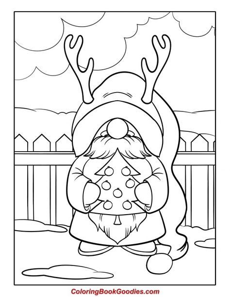 Free Printable Christmas Gnome Coloring Pages – Day 1 Gnome Coloring Pages For Adults, Free Printable Gnome Pictures, Gnome Coloring Pages Free Printable, Christmas Gnome Coloring Pages, Gnome Coloring Pages, Gnome Art, Penguin Coloring Pages, Gnome Pictures, Christmas Coloring Sheets