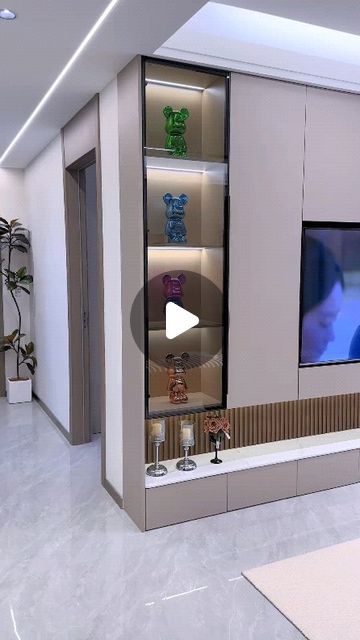 Tv Unit Cabinet Design, New Tv Unit Design, Hall Interior Design Living Tv Unit, Tv Cabinet Design For Living Room, Tv Units Design, Tv Units In Living Room, Tv Unit Wall Design, Cool Home Gadgets, Tv Wall Cabinet