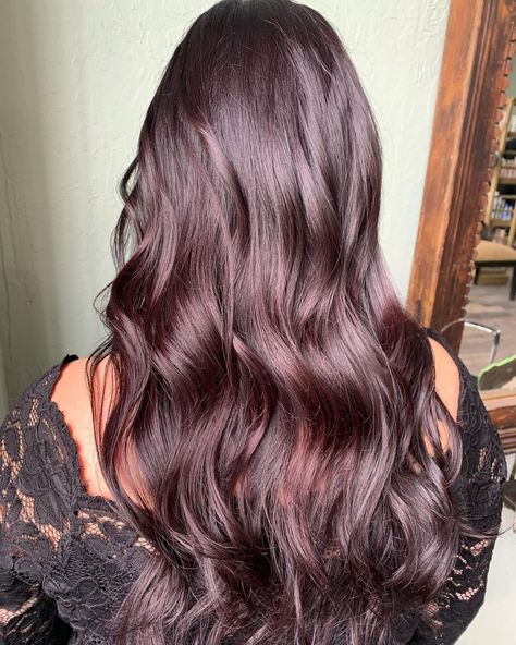 Berry Hair Color, Dark Purple Hair Color Ideas, Pelo Color Vino, Dark Purple Hair Color, Berry Hair, Brunette Hair Color With Highlights, Hair Jazz, Black Cherry Hair, Purple Hair Color Ideas