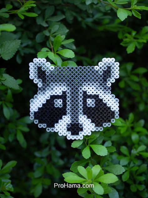 Raccoon Perler Beads Cute Animal Perler Beads, Pixel Art For Perler Beads, Perler Beads Raccoon, Raccoon Bead Pattern, Perler Bead Goth, Black Lab Perler Beads, Opossum Perler Beads, Perler Art Ideas, Raccoon Perler Bead Pattern