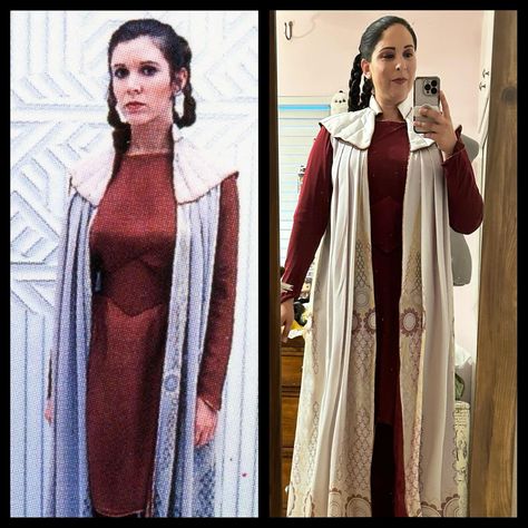 “I happen to like nice men.” I made this costume back in 2022. I was supremely happy with it and loved wearing it to Celebration. I hadn’t had a chance wear it again until this year and I was thrilled to get the chance to wear it and run around #Disneyland for #StarWarsNite . It’s one of my favorites of Leia’s from #ESB and thanks to @spoonflower , I was able to make it a reality. #PrincessLeia #PrincessLeiaCosplay #CarrieFisher #CosplaySideBySide #StarWars #StarWarsCosplay #EmpireStrikes... Leia Return Of The Jedi Costume, Leia Organa Quotes, Princess Leia Cloud City, Princess Leia Cosplay, Leia Organa Empire Strikes Back, Leia Costume, Cloud City, The Empire Strikes Back, Carrie Fisher