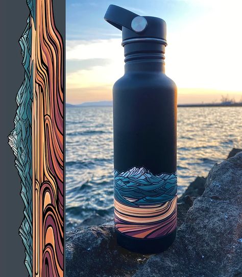 Infinity Sticker, Printed Water Bottles, Olympic Mountains, Olympic National Park, Puget Sound, Icy Blue, Water Bottle Stickers, Skis, Coolers