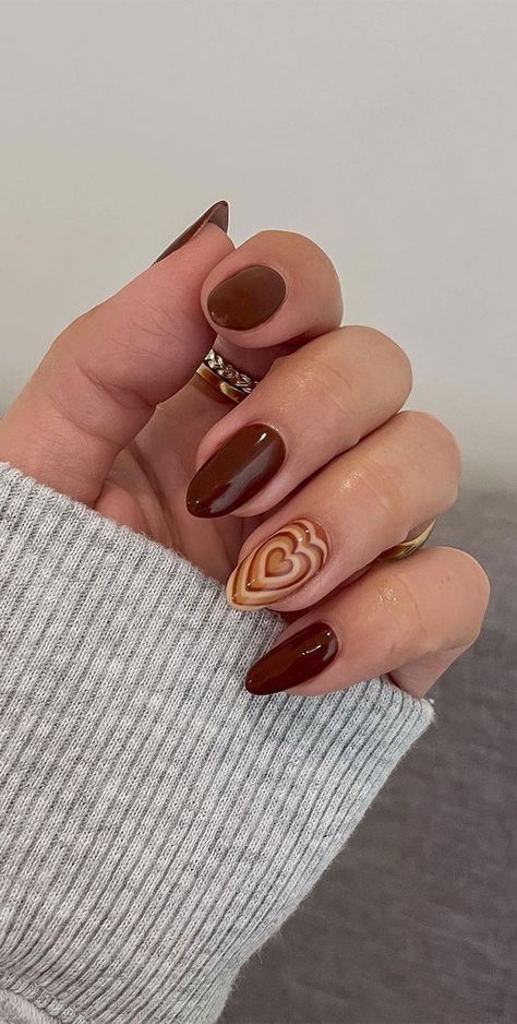 Ombre Nail Designs Fall, Autunum Nails, November Nails 2022, Almond Nails Fall Colors, Nails Swirls, Autumn Nails 2022, Transition Nails, Fall Autumn Nails, Brown Chrome