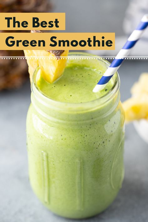 A Healthy Green Smoothie Recipe that is so easy to make. Learn how to make the best green smoothie recipe that is delicious and good for you! Green Breakfast Smoothie, Green Juice Smoothie, Green Breakfast, Yummy Green Smoothie, Best Green Smoothie, Juice Smoothies Recipes, Green Smoothie Recipe, Full Fat Yogurt, Healthy Green Smoothies