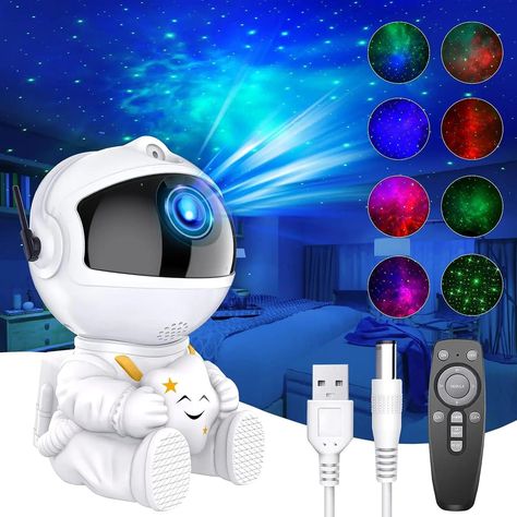 The LED astronaut night lamp is perfect for decorating the children's room and creates atmospheric lighting. With the projection light, you can enjoy the starry sky and galaxy at home. Advantages: Creates a calming atmosphere in the bedroom Projects a realistic starry sky and galaxy Perfect for children and adults Technical specifications: LED light source astronaut design Easy to use and install Night Lamp For Bedroom, Ceiling Projector, Star Projector Light, Starry Night Light, Galaxy Lights, Night Light Projector, Star Projector, Projector Lamp, Viria