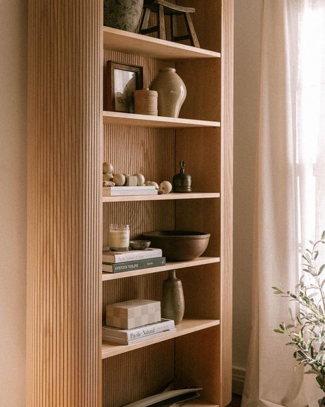 Lone Fox by Drew Scott on Instagram: “Sooooo, I made another bookcase! 😍 After sharing the bookcase for @archdigest I had quite a few requests for an in depth tutorial! Today…” Billy Bookcase Birch Veneer, Birch Billy Bookcase, Ikea Billy Doors Diy, Billy Bookcase Display Cabinet, Finnby Bookcase Hack, Ikea Shelf Hack Billy Bookcases, Billy Bookcase Bar Cabinet, Billy Entryway, Laminate Bookcase Makeover