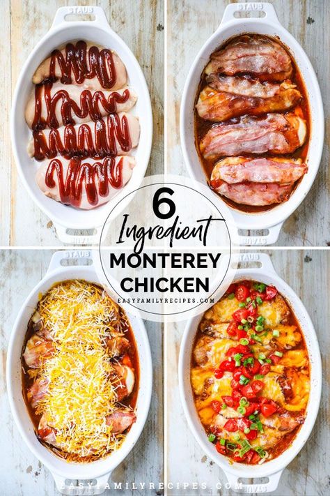 Easy One Pan Oven Dinners, Monterey Chicken Bake, Baked Monterey Chicken, One Pan Chicken Breast Recipes, Rocky Top Chicken, 1 Pan Chicken Dinner, Chicken Breast Recipes Bbq, Bbq Chicken Bake, Easy Chicken Breast Dinner