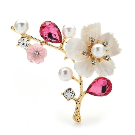 Gold Wedding Accessories, Women Brooch, New Year Jewelry, Flower Women, Rhinestone Material, Sakura Flower, Cherry Blossom Flowers, Pink Blossom, Crystal Brooch