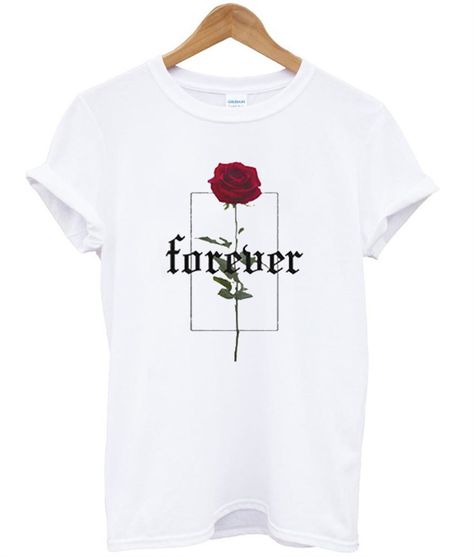 Forever Rose T-Shirt Rose Tshirt, Spring Cotton T-shirt With Rose Print, Black Short Sleeve T-shirt With Rose Print, Pink Rose Print T-shirt For Summer, Casual Pink Rose Print T-shirt, Customized Shirts, Rose T Shirt, Forever Rose, Aesthetic T Shirts