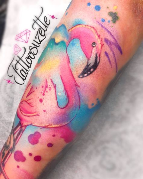 Flamingo Tattoos, Tattoo Colorful, Flamingo Watercolor, Flamingo Tattoo, Watercolor Flamingo, Virgo Art, Flamingo Art, Wrist Tattoo, Tattoo Life