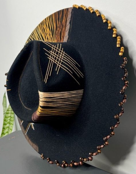 Akubra Hat, Rhinestone Hats, Diy Hats, Hat Burning, Mens Dress Hats, Fascinator Hats Diy, Dope Hats, Upcycle Clothes Diy, Painted Hats