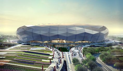 Courtesy of SC Qatar World Cup Stadiums, Cup Wallpaper, Biggest Stadium, World Cup Stadiums, Education City, Stadium Architecture, Stadium Design, Club World Cup, Sports Stadium