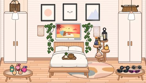 Room Ideas Indie, Modern Mansion Bedroom, Toca Rooms, Toca Boca Hair Salon, Bad Room Ideas, Mansion Aesthetic, Mansion Bedroom, Free House Design, Adorable Homes Game