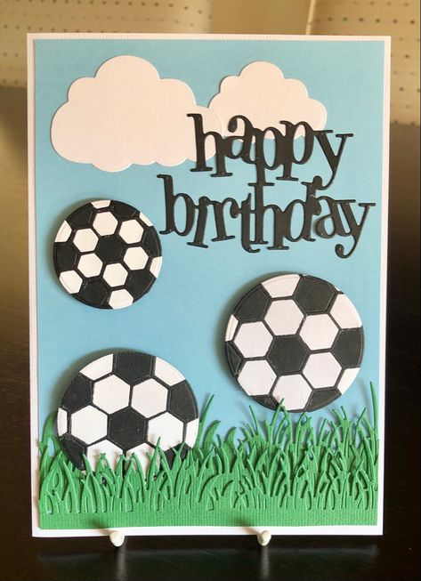 Soccer Ball Birthday Cards, Soccer Birthday Cards Handmade, Soccer Birthday Card, Soccer Cards, School Board Decoration, Ball Birthday, Soccer Birthday, Board Decoration, Boy Cards