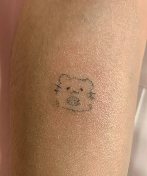 Small Hamster Tattoo, Coquette Tattoo Aesthetic, Croquette Tattoo, Hamster Tattoo, Lil Tattoos, Stick And Pokes, Soft Tattoo, Rat Tattoo, Stick Poke Tattoo