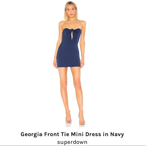 Strapless Navy Blue Mini, With Tie In Front Option, Zips In The Back. 95% Polyester 5% Spandex New With Tags, Never Worn Short Brown Dress, Red Ruched Dress, Navy Blue Mini Dress, Rebecca James, Beautiful White Dresses, Fringe Mini Dress, White Bodycon, Mini Tank Dress, Backless Mini Dress