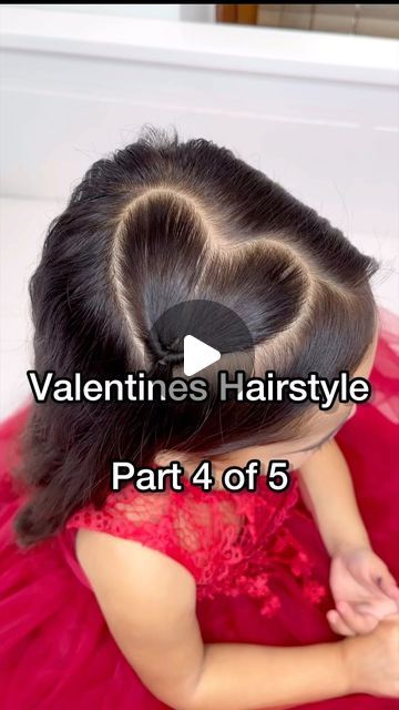 Heart Part Hair Tutorial, Easy Hairstyles Little Kids, Hart Hair Styles, How To Do Heart Parts In Hair, Heart Hair For Kids, How To Do The Heart Hairstyle, How To Do A Heart Side Part, Hair Heart Tutorial, How To Make A Heart Part In Hair