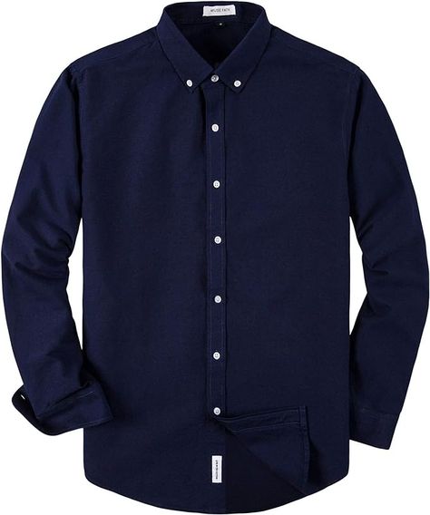 Amazon.com: MUSE FATH Men's Long Sleeve Cotton Casual Button Down Party Dress Shirt-Navy Blue-XL : Clothing, Shoes & Jewelry Navy Blue Mens Outfits, Blue Mens Outfits, Blue Long Sleeve Outfit, Blue Oxford Shirt, Gentlemen Wear, Oxford Dress, Mens Short Sleeve Shirt, Black Shirt Dress, Long Sleeve Shirt Dress