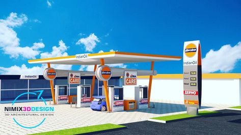 3D petrol pump design Petrol Pump Design, Indian Oil Petrol Pump, Petrol Pump, Interior Design Renderings, Kiosk Design, Professional Website Design, Hanuman Wallpaper, Petrol Station, Bed Furniture Design