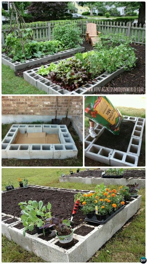 Wood Garden Beds, Raised Herb Garden, Above Ground Garden, Ground Garden, Herb Garden Planter, Cinder Block Garden, Diy Raised Garden, Plants Growing, Backyard Vegetable Gardens