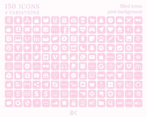 Pink Pastel App Icons Bundle 600 Aesthetic Custom Themed App - Etsy Australia Aesthetic Wigits, Cute Pink Icons For Apps, Pink Tumblr Icon, Baby Pink App Icons, Pink Spotify Icon, Pastel Pink App Icons, Pink Icons For Apps, Pink App Icons Aesthetic, Icon Pack Android