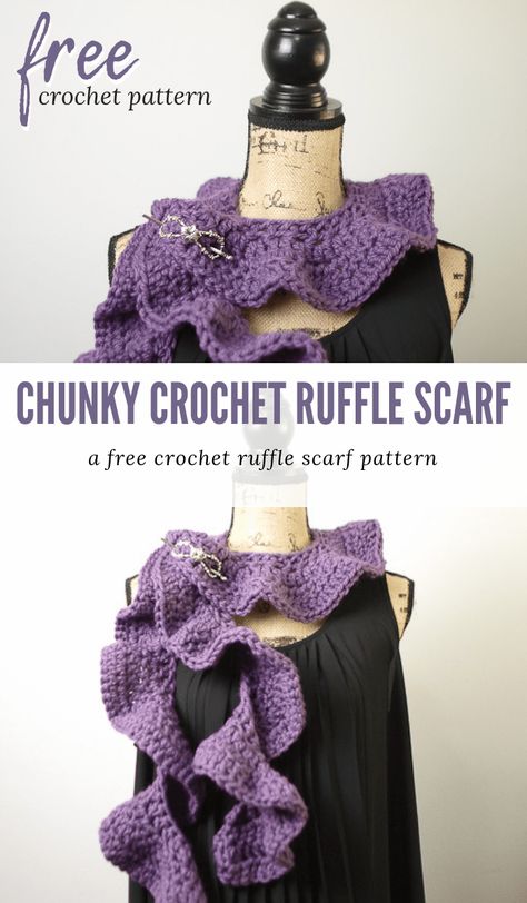 Chunky Crochet Ruffle Scarf • Salty Pearl Crochet Simple Crochet Stitches, Crochet Hat Ideas, Crochet Ruffle Scarf, Pearl Crochet, Chunky Crochet Scarf, Crochet Cowls, Scarf Patterns, Crochet Ruffle, Loom Knitting Patterns