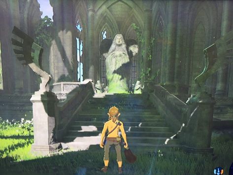 Temple Of Time Breath Of The Wild, Botw Goddess Statue, Goddess Hylia Statue, Zelda Scenery, Hylia Statue, Goddess Hylia, Zelda Aesthetic, Temple Of Time, Perspective Practice