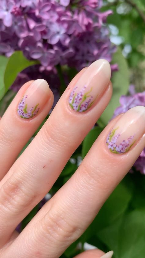 Lilac Nail Art, Wildflower Nails, Ivy Nails, Lilac Tree, Lilac Nails, Tree Nails, Lilac Flowers, Floral Nails, Nail Tutorials