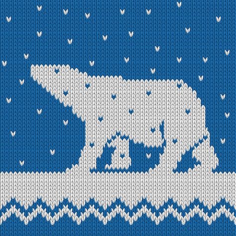 Premium Vector | Knitted winter blue vector background with polar bear and snow. Polar Bear Christmas, Knitting Machine Patterns, Winter Blue, Machine Pattern, Cross Stitch Animals, Tapestry Crochet, Knitting Charts, Bear Pattern, Christmas Knitting