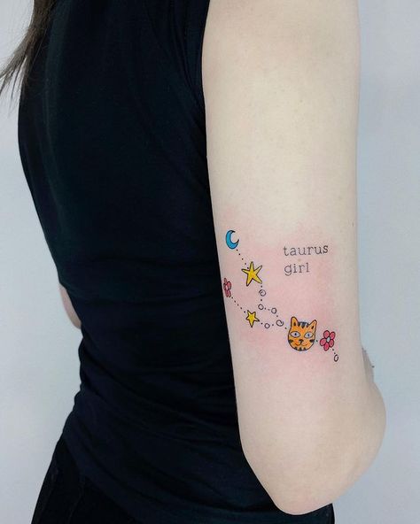 Constellation Tattoo Taurus, Tattoo Taurus, Tattoo Zodiac, Taurus Girl, Taurus Tattoo, Astrology Tattoo, Taurus Constellation, Taurus Tattoos, Constellation Tattoo