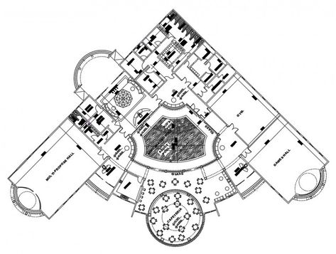 Architecture Layout Plan, Social Housing Architecture, Clubhouse Design, Unique Bedroom Design, Unique Bedroom, Cad File, Hotel Building, Layout Architecture, Building Plan